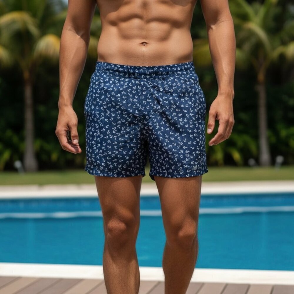 J CREW Swim Shorts Trunks Size 33 Lined Navy Blue